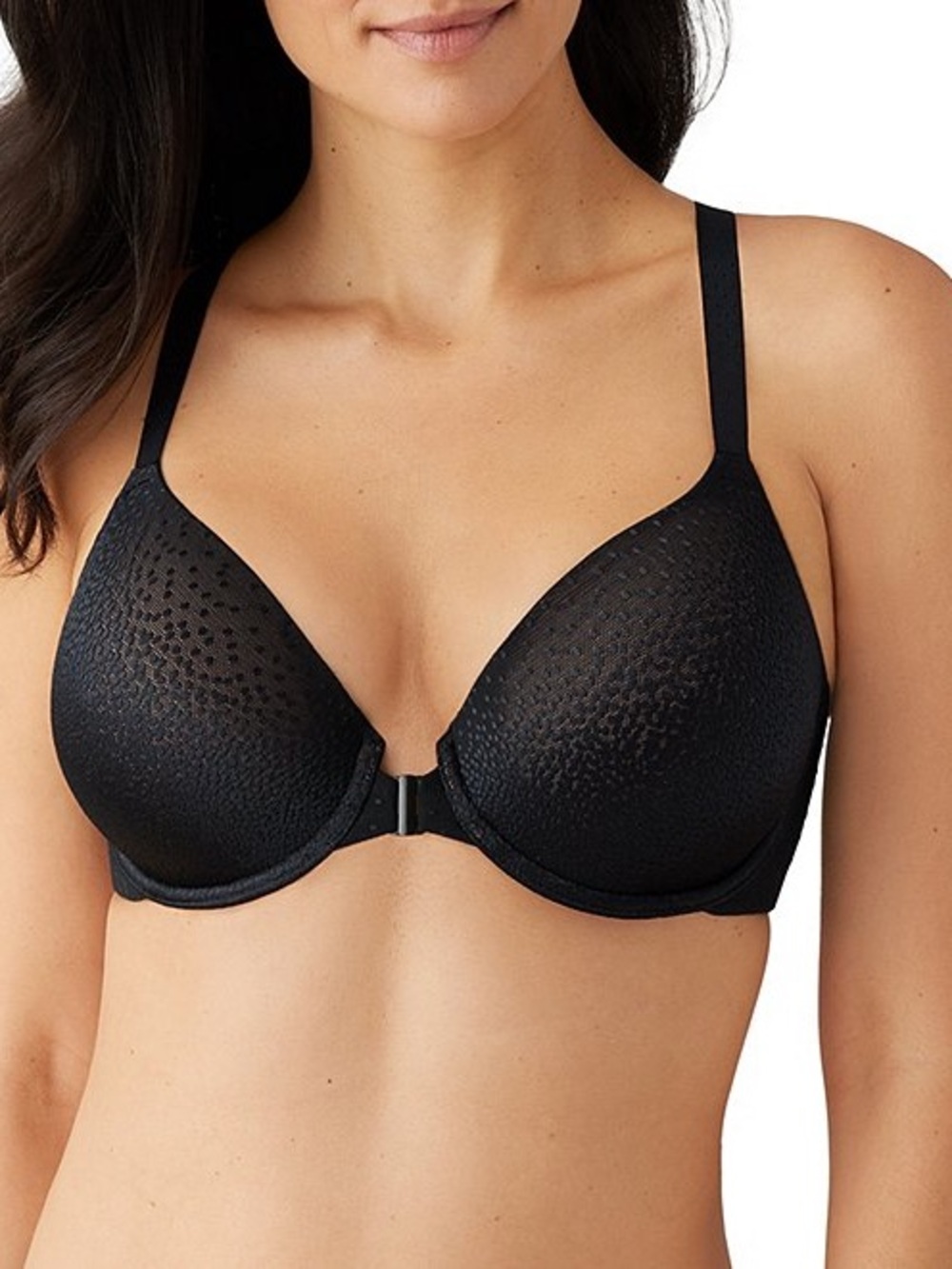 Wacoal Back Appeal Front Close T-Shirt Bra Black Size 40DD Full Coverage